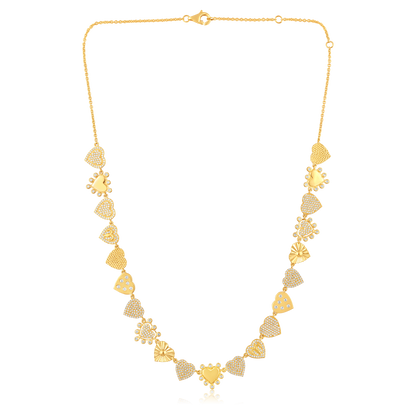 Solid Gold 1.31ct Natural Diamond Multi Heart Link Chain Necklace