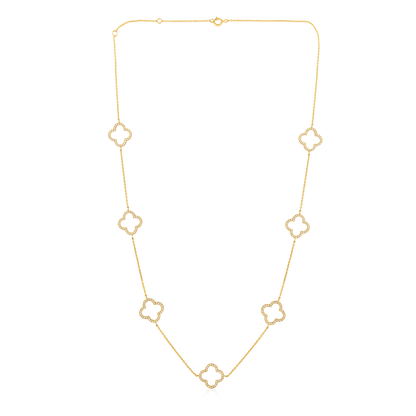 Solid Gold 0.44ct Natural Diamond Open Clover CutOut By Yard Necklace