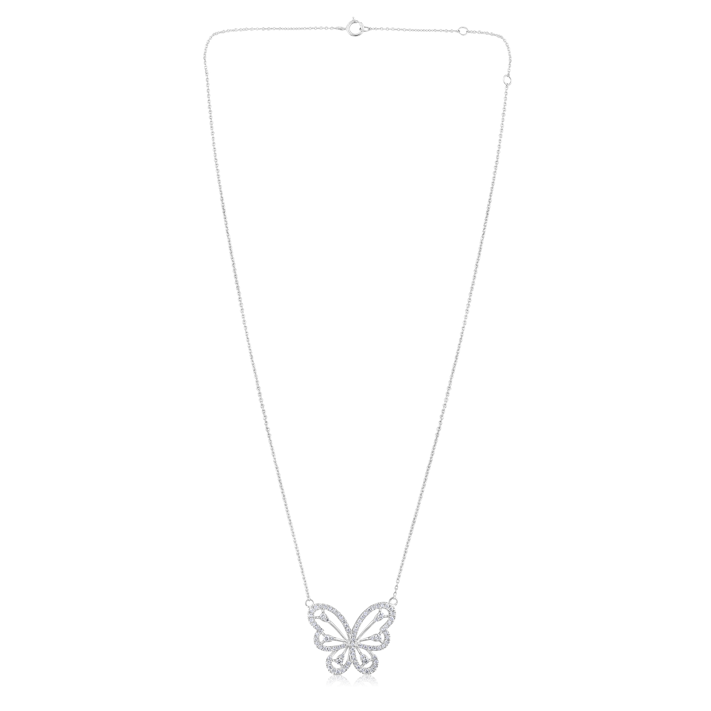 Solid Gold 0.6ct Natural Diamond Butterfly Charm Pendant Necklace