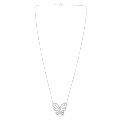 Solid Gold 0.6ct Natural Diamond Butterfly Charm Pendant Necklace