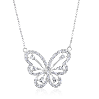 Solid Gold 0.6ct Natural Diamond Butterfly Charm Pendant Necklace
