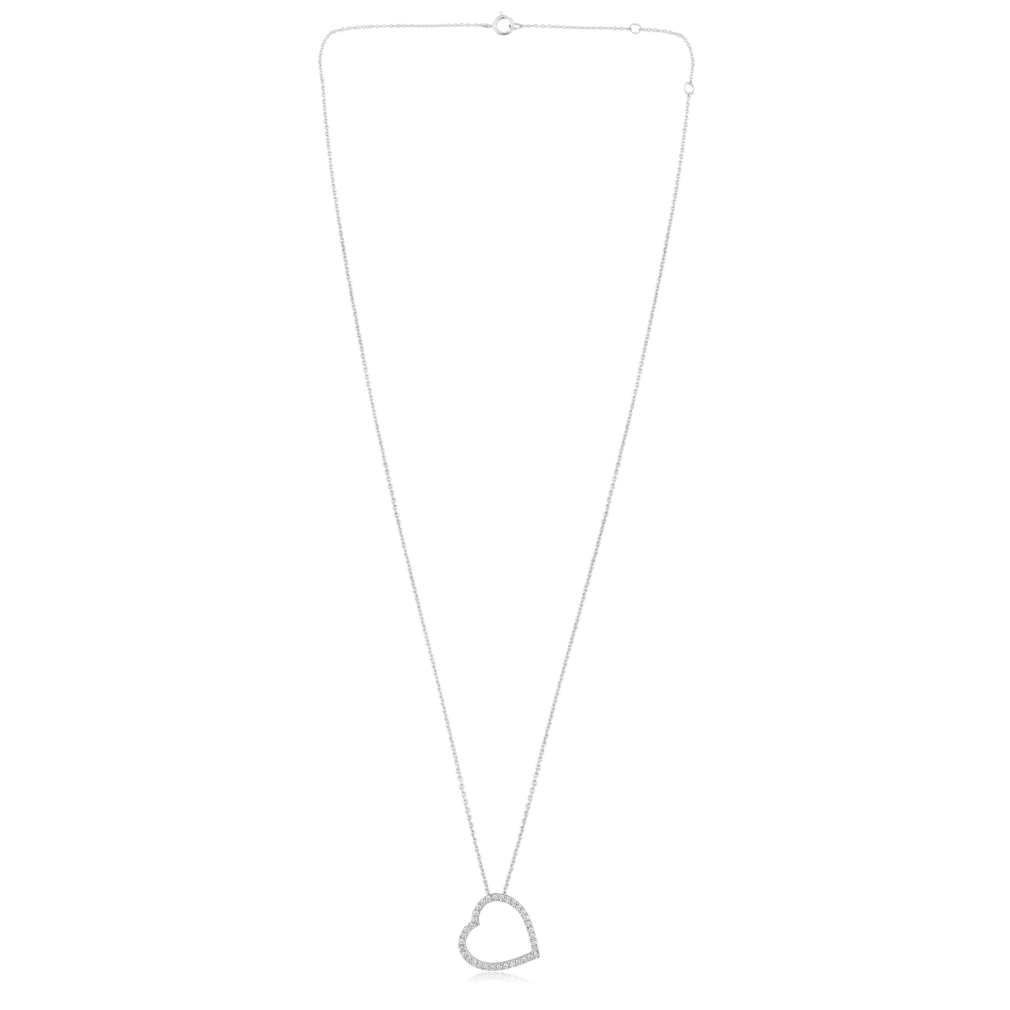Solid Gold 0.21ct Natural Diamond Open Heart CutOut Charm Necklace