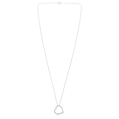 Solid Gold 0.21ct Natural Diamond Open Heart CutOut Charm Necklace