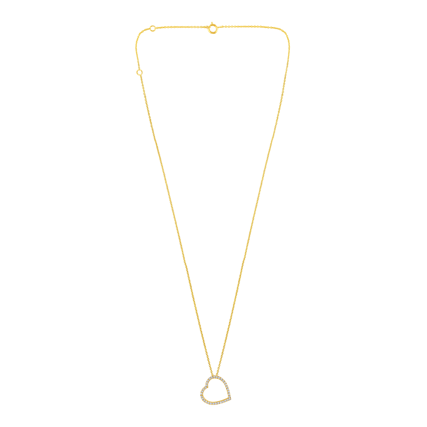 Solid Gold 0.21ct Natural Diamond Heart Charm Moving Necklace