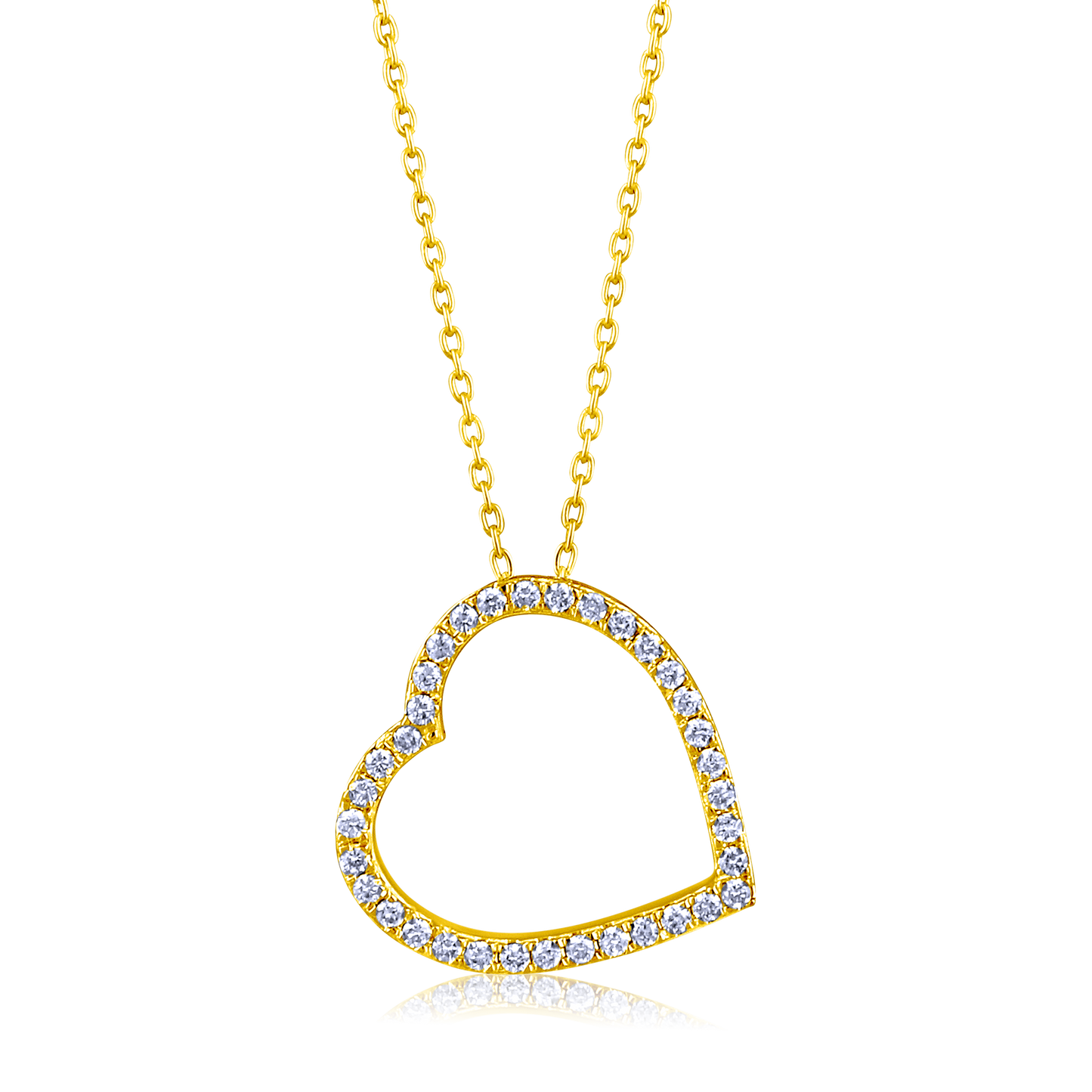 Solid Gold 0.21ct Natural Diamond Heart Charm Moving Necklace