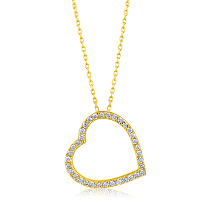 Solid Gold 0.21ct Natural Diamond Heart Charm Moving Necklace