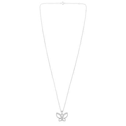 Solid Gold 0.11ct Natural Diamond Butterfly Charm Necklace