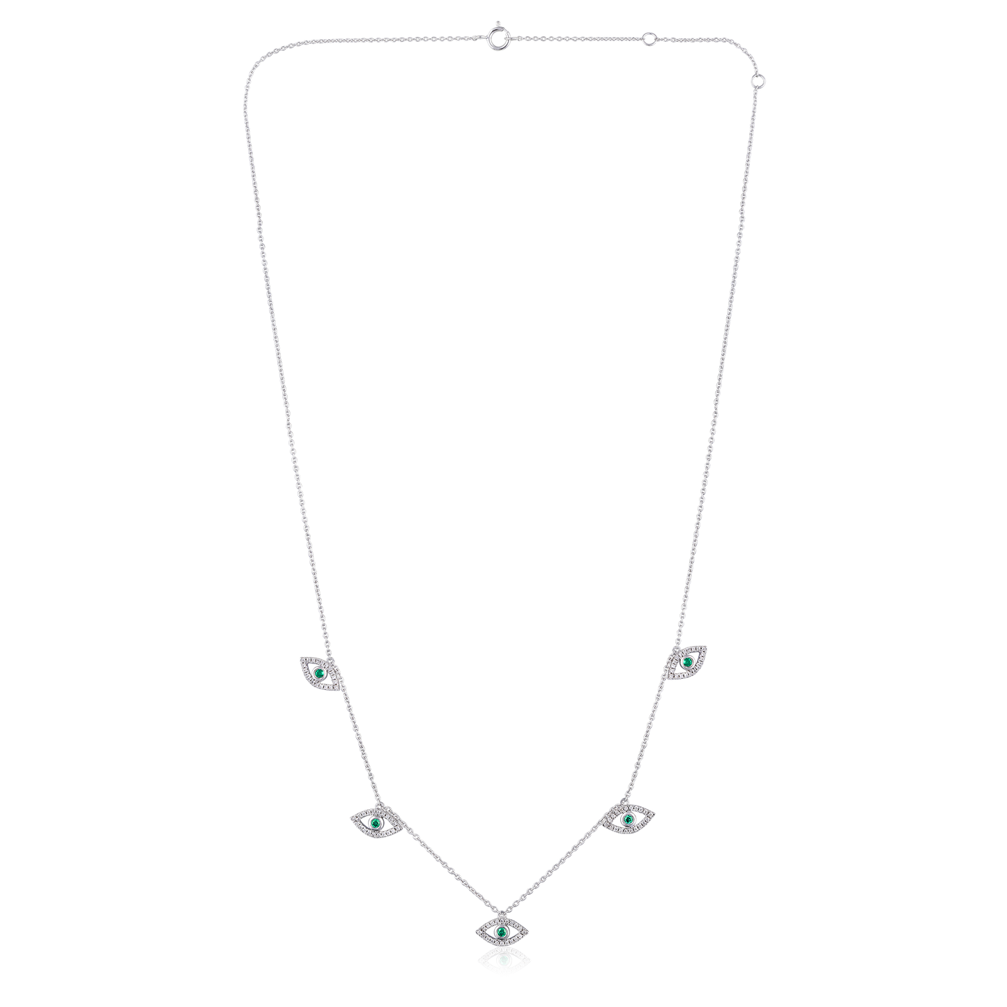 Solid Gold 0.2ct Natural Diamond Evil Eye Drop By Yard Charm Necklace