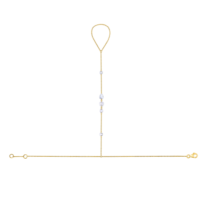 Solid Gold 0.5ct Natural Diamond Rose Cut By-Yard Pear Ring Bracelet Hand Chain