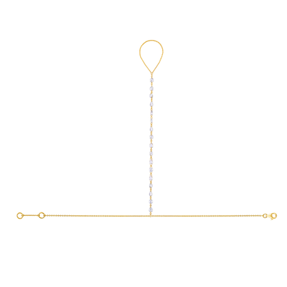 Solid Gold 1.2ct Natural Diamond Rose Cut Oval Pear Link Ring Bracelet Hand Chain