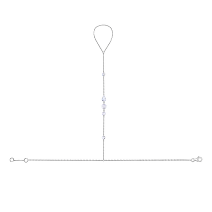 Solid Gold 0.62ct Natural Diamond Rose Cut By-Yard Pear Ring Bracelet Hand Chain