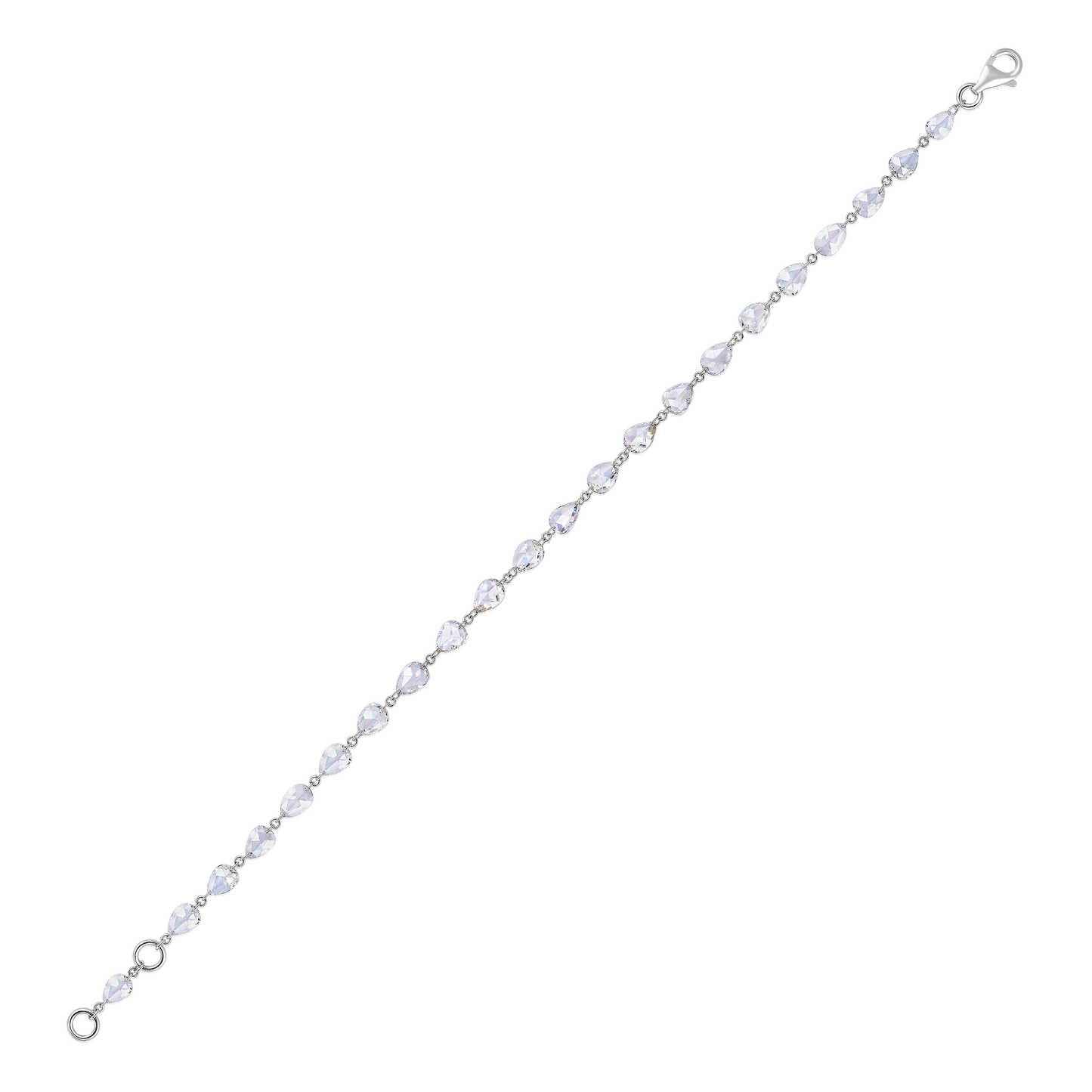 Solid Gold 2.4ct Natural Diamond Rose-Cut Pear Link Bracelet