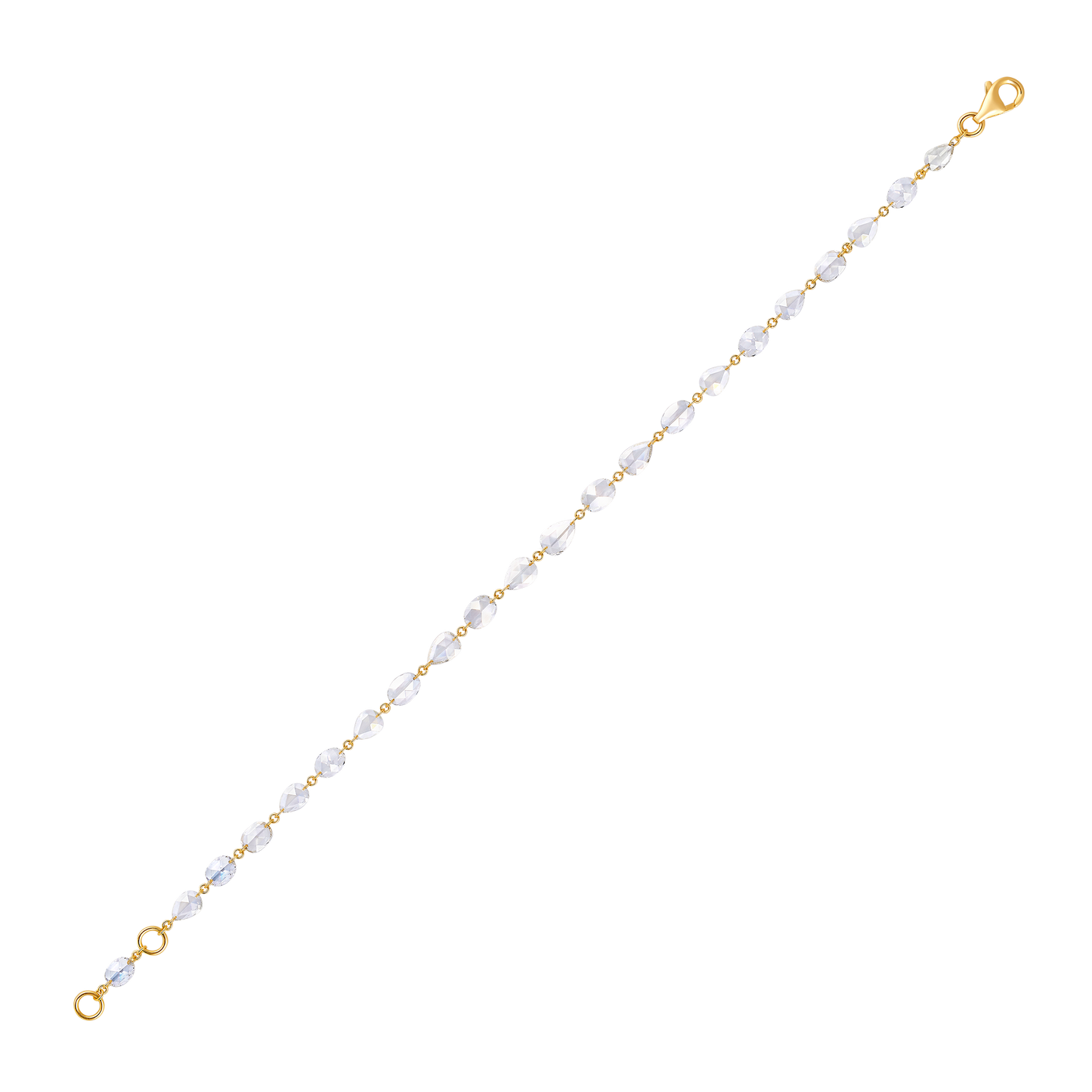 Solid Gold 3.3ct Natural Diamond Rose-Cut Pear Oval Link Bracelet