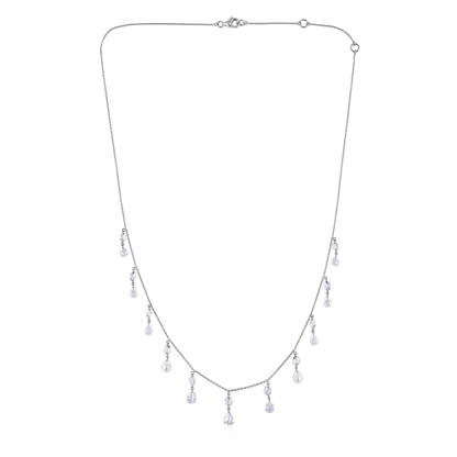 Solid Gold 2.24ct Natural Diamond Rose Cut Pear Oval Station Necklace