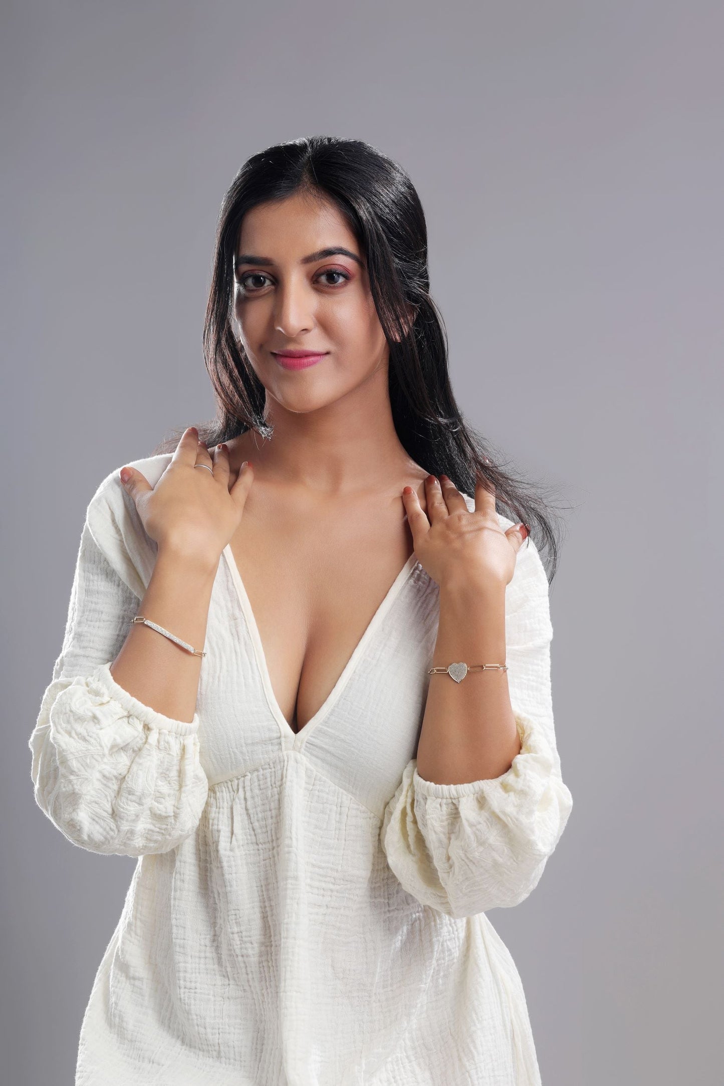 Solid Gold 0.6ct Natural Diamond Paperclip Link Bar Bracelet