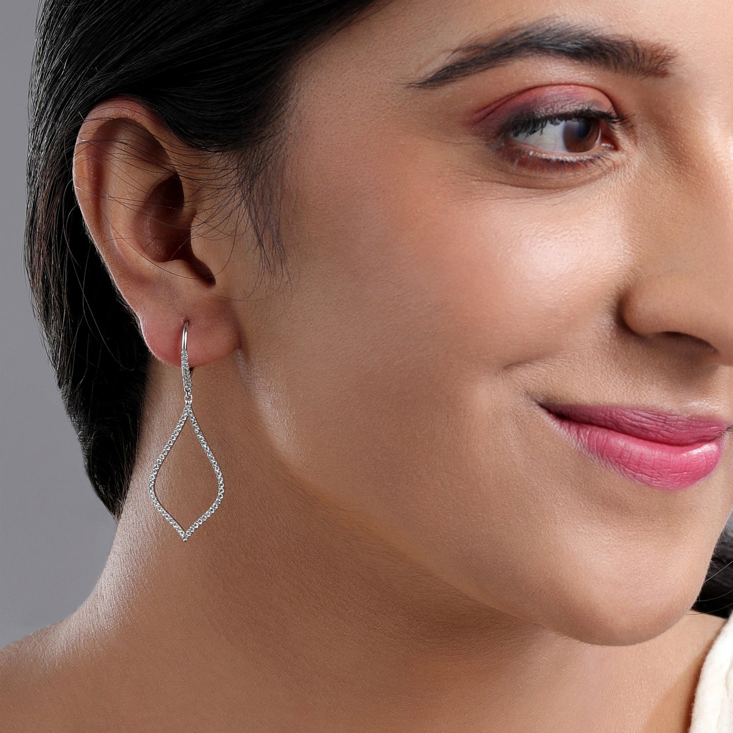 Solid Gold 0.7ct Natural Diamond Teardrop Hoop 51mm Drop Earrings