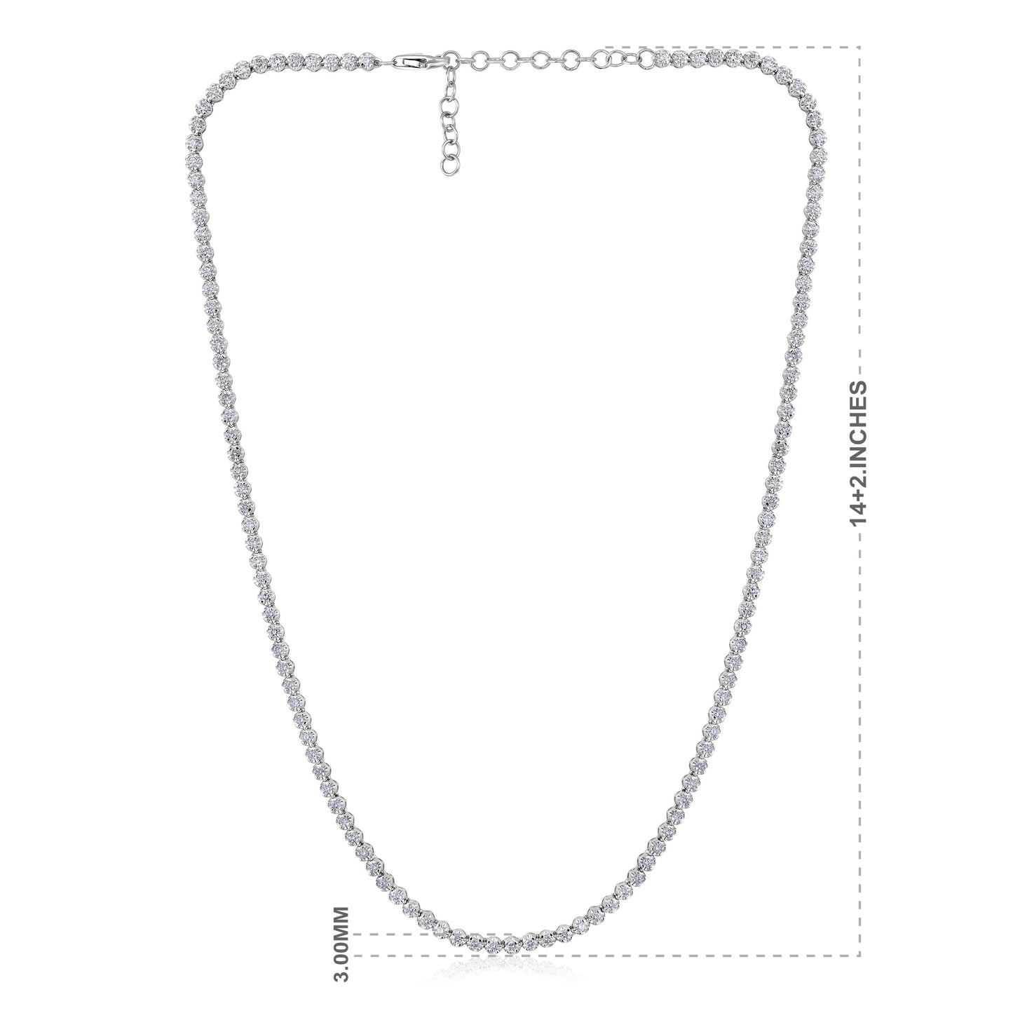 Solid Gold 3ct Natural Diamond 3mm Buttercup Tiger Tennis Necklace