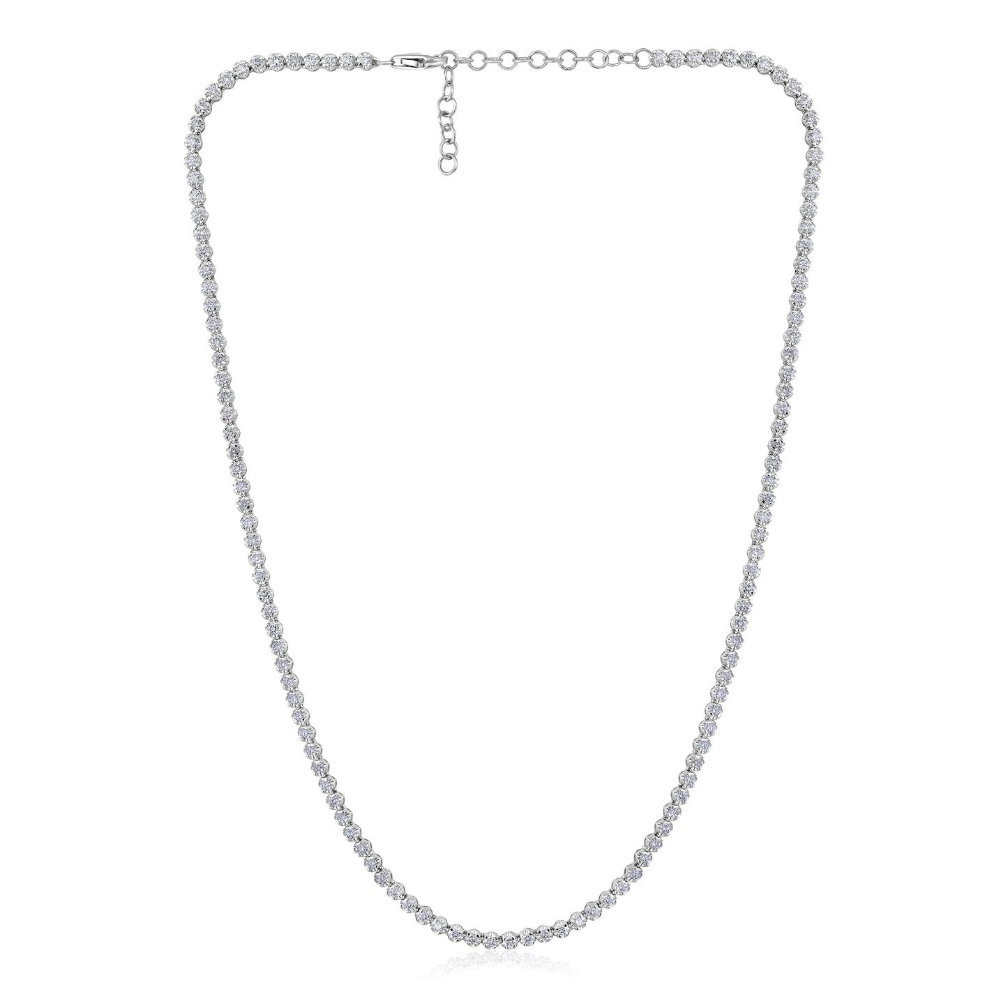 Solid Gold 3ct Natural Diamond 3mm Buttercup Tiger Tennis Necklace