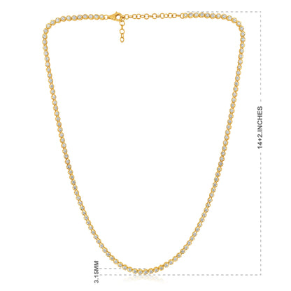 Solid Gold 4ct Natural Diamond 3.15mm Buttercup Tiger Tennis Necklace