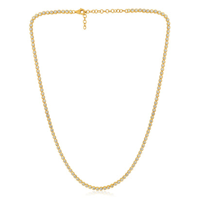 Solid Gold 4ct Natural Diamond 3.15mm Buttercup Tiger Tennis Necklace