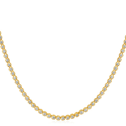 Solid Gold 4ct Natural Diamond 3.15mm Buttercup Tiger Tennis Necklace