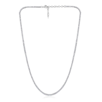Solid Gold 7ct Natural Diamond 2.4mm 4 Prong Tennis Necklace