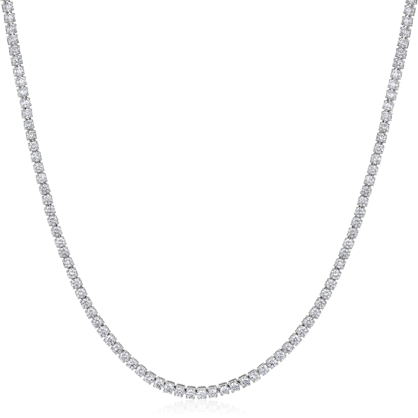 Solid Gold 7ct Natural Diamond 2.4mm 4 Prong Tennis Necklace