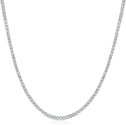 Solid Gold 7ct Natural Diamond 2.4mm 4 Prong Tennis Necklace