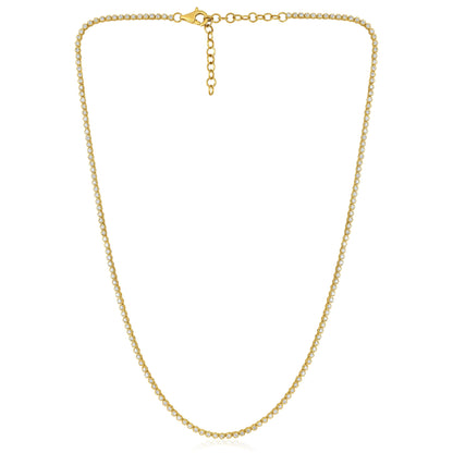 Solid Gold 1.8ct Natural Diamond 2mm Buttercup Tiger Tennis Necklace