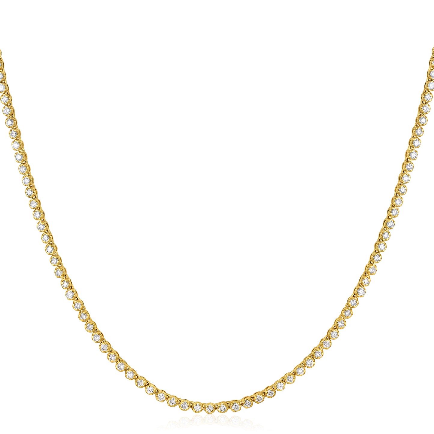 Solid Gold 1.8ct Natural Diamond 2mm Buttercup Tiger Tennis Necklace