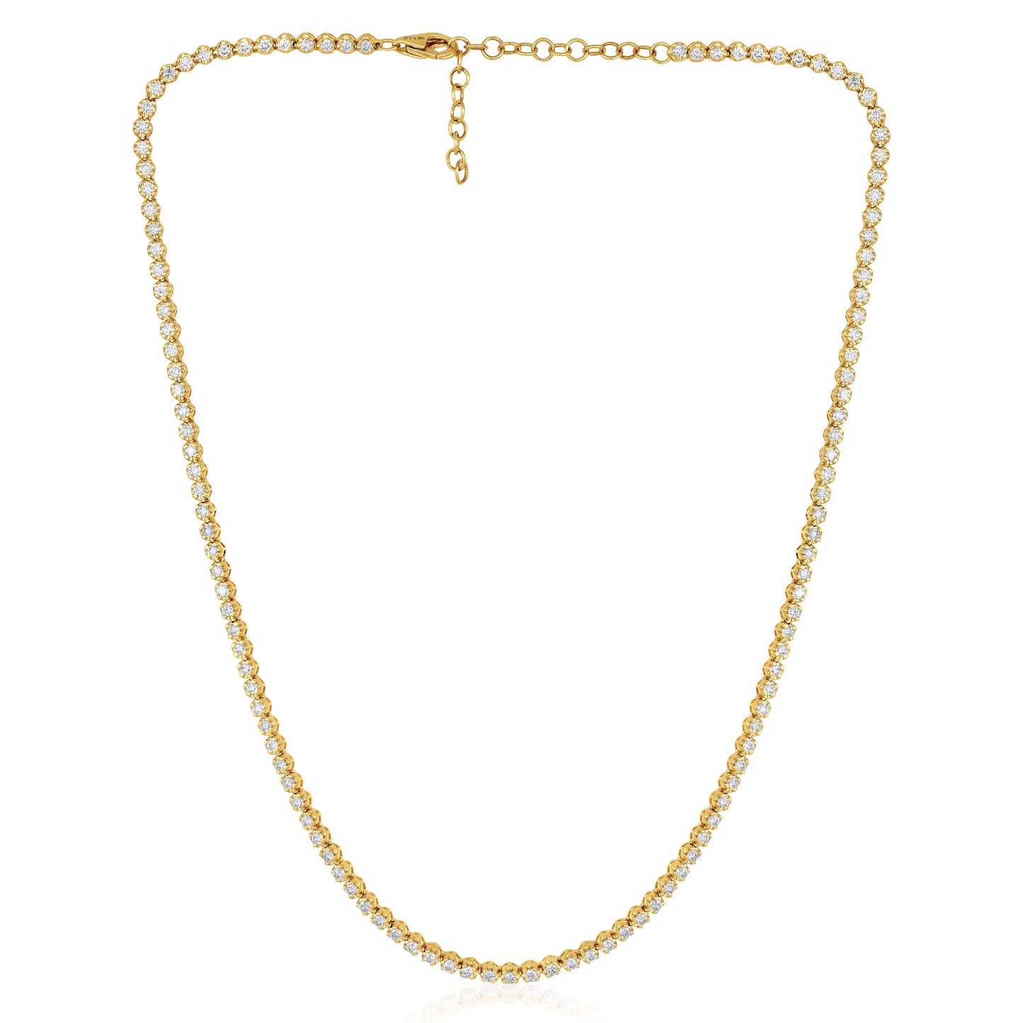 Solid Gold 3ct Natural Diamond 2.9mm Buttercup Tiger Tennis Necklace
