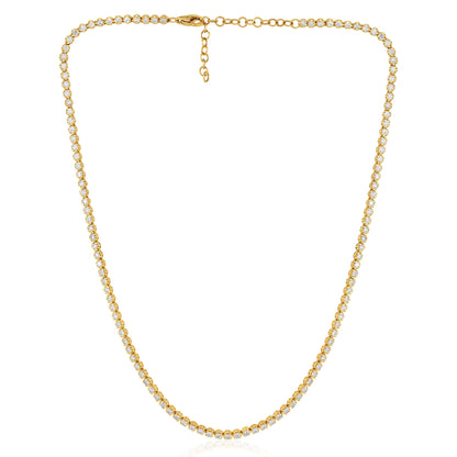 Solid Gold 3ct Natural Diamond 2.9mm Buttercup Tiger Tennis Necklace