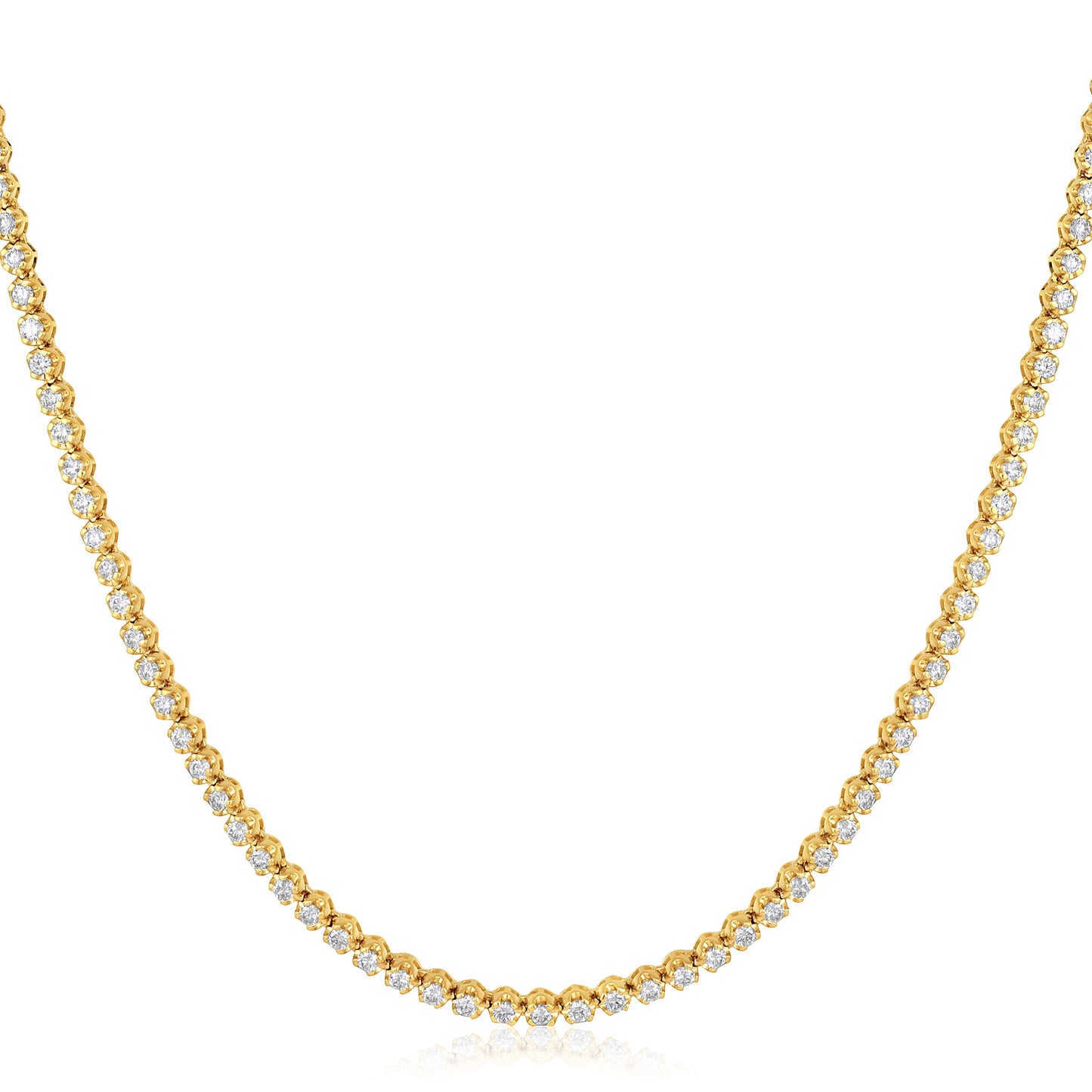 Solid Gold 3ct Natural Diamond 2.9mm Buttercup Tiger Tennis Necklace