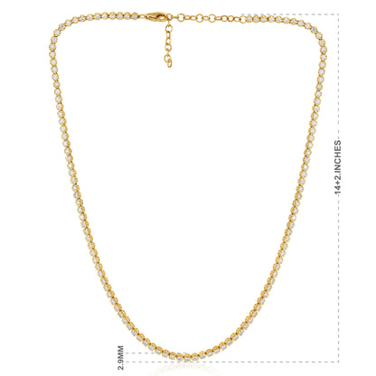 Solid Gold 3ct Natural Diamond 2.9mm Buttercup Tiger Tennis Necklace