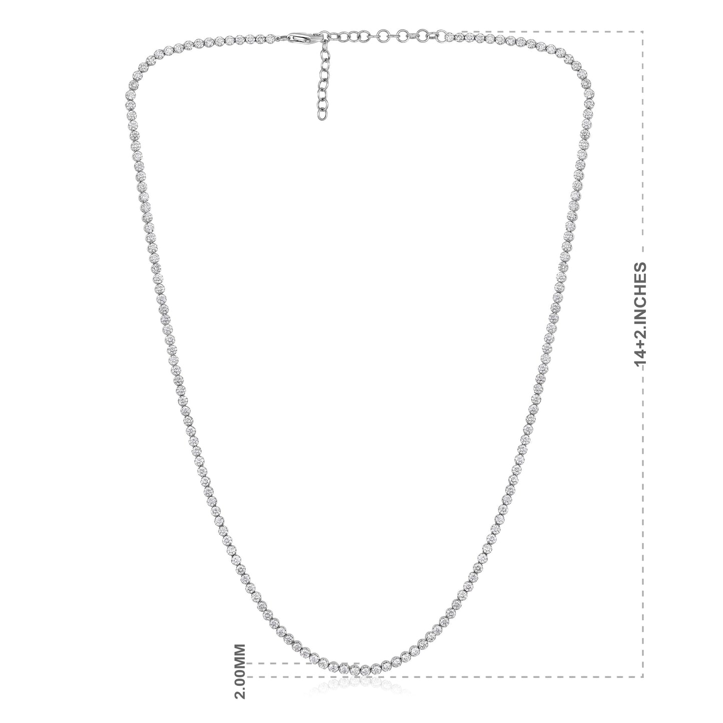 Solid Gold 1.73ct Natural Diamond 2mm Buttercup Tiger Tennis Necklace