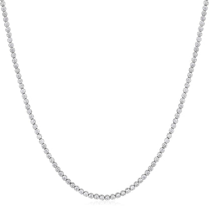 Solid Gold 1.73ct Natural Diamond 2mm Buttercup Tiger Tennis Necklace