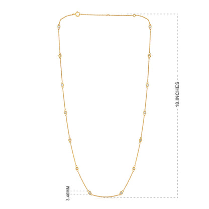 Solid Gold 0.8ct Natural Diamond 3.4mm Bezel Chain By Yard Station Necklace