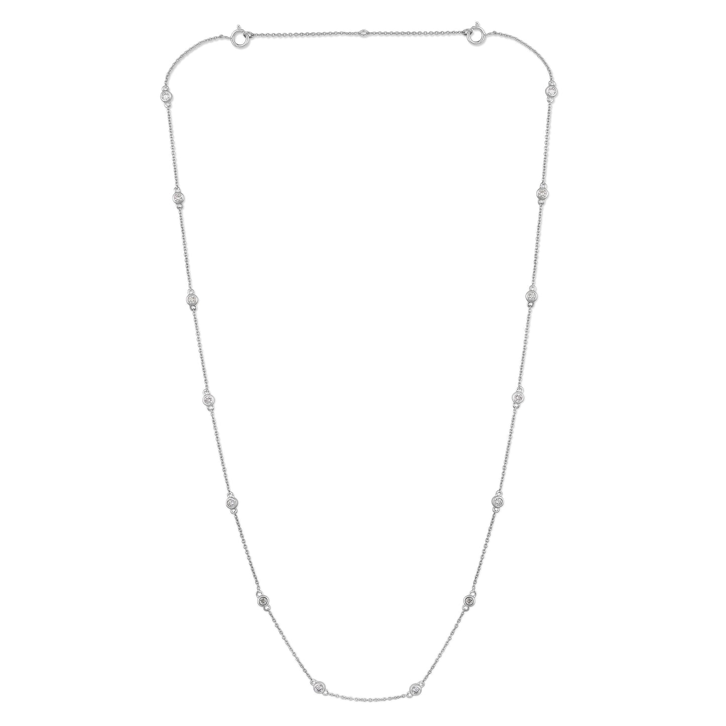 Solid Gold 0.5ct Natural Diamond 3.1mm Bezel Chain By Yard Station Necklace