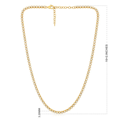 Solid Gold 5ct Natural Diamond 3.2mm Buttercup Tiger Tennis Necklace