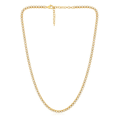 Solid Gold 5ct Natural Diamond 3.2mm Buttercup Tiger Tennis Necklace