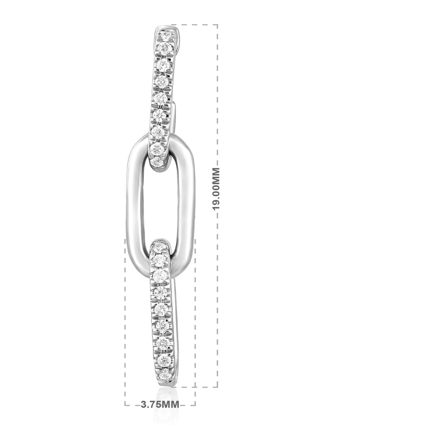 Solid Gold 0.1ct Natural Diamond Paperclip Stud Drop Dangle Earrings