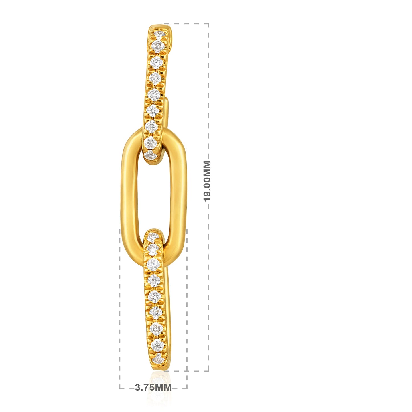 Solid Gold 0.1ct Natural Diamond Paperclip Link Drop Earrings