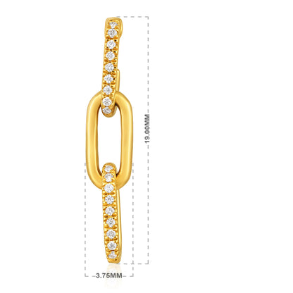 Solid Gold 0.1ct Natural Diamond Paperclip Link Drop Earrings
