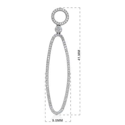 Solid Gold 0.4ct Natural Diamond Oval Circle Drop Earrings