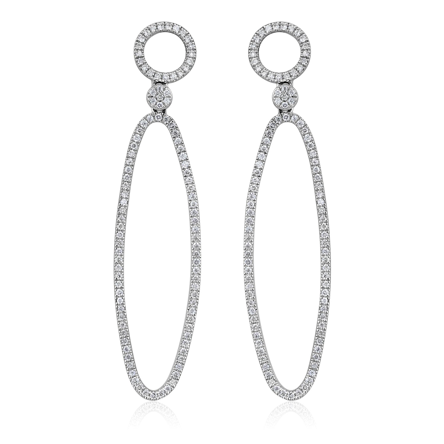 Solid Gold 0.4ct Natural Diamond Oval Circle Drop Earrings