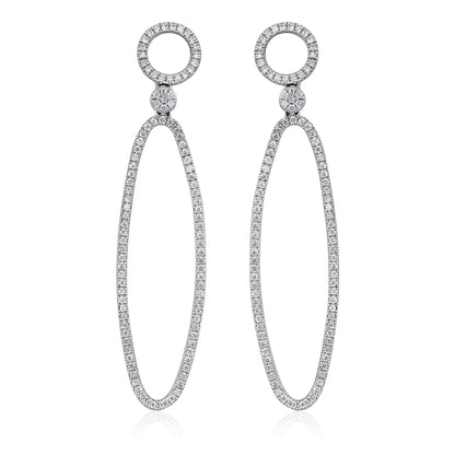 Solid Gold 0.4ct Natural Diamond Oval Circle Drop Earrings