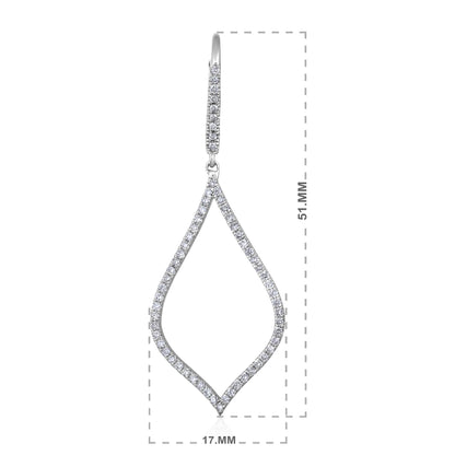 Solid Gold 0.7ct Natural Diamond Teardrop Hoop 51mm Drop Earrings