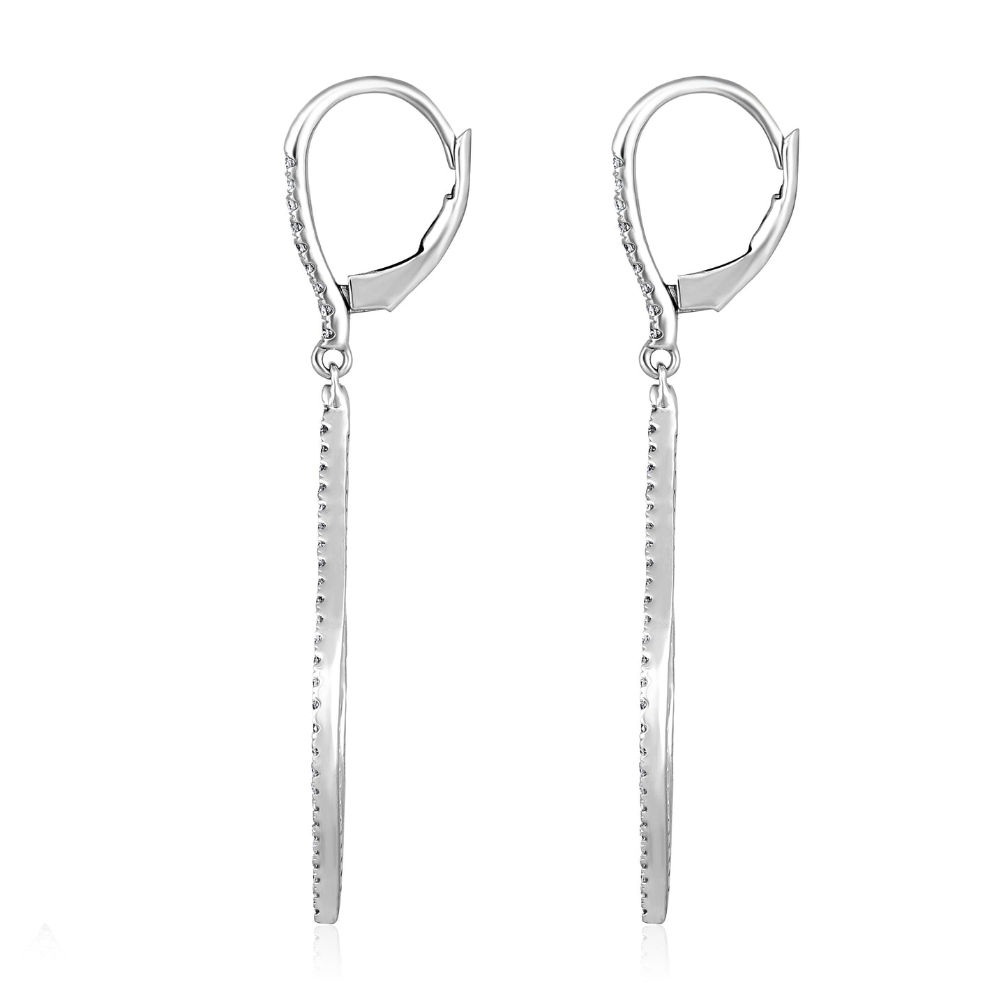 Solid Gold 0.7ct Natural Diamond Teardrop Hoop 51mm Drop Earrings