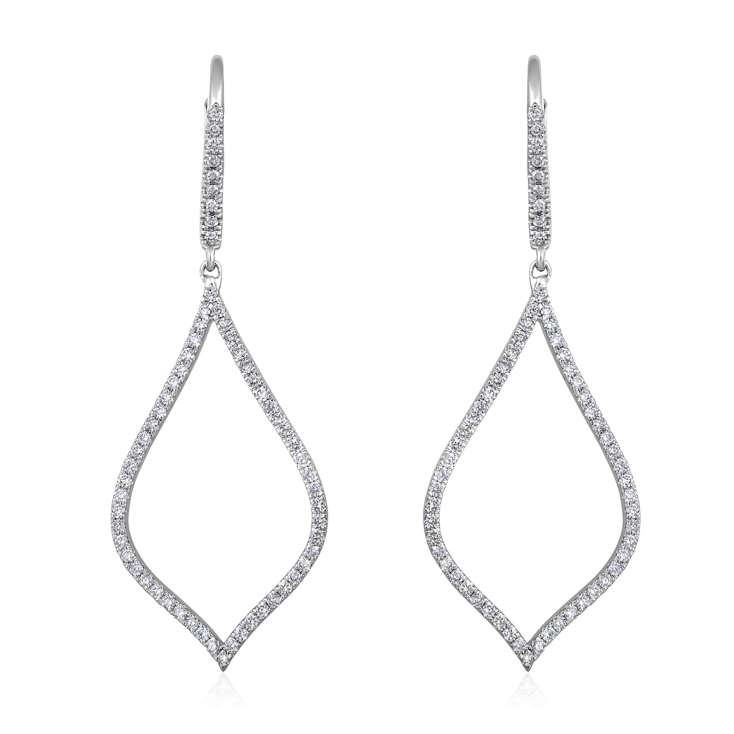 Solid Gold 0.7ct Natural Diamond Teardrop Hoop 51mm Drop Earrings