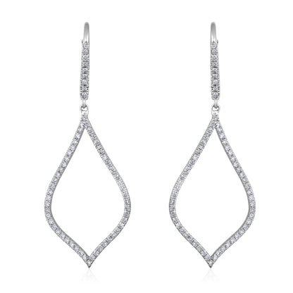 Solid Gold 0.7ct Natural Diamond Teardrop Hoop 51mm Drop Earrings